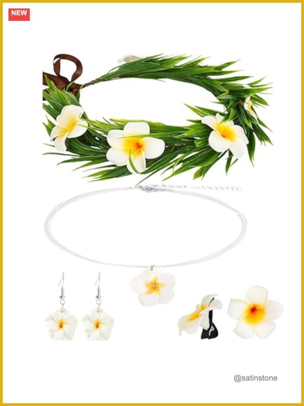 Hawaiian Flower Crown Set Tropical Floral Headband Costume Accessories